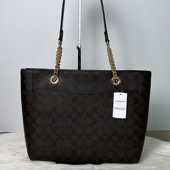 NWT💃Coach Marlie Tote In Signature Canvas Brown Black - Picture 4 of 8
